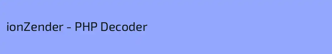 ionZender - PHP Decoder